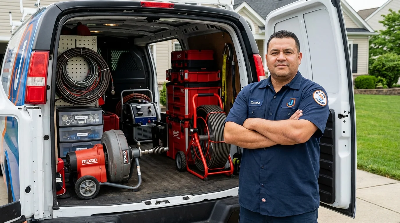 Professional drain cleaning equipment and Johns Plumbing LLC plumber in Rowlett