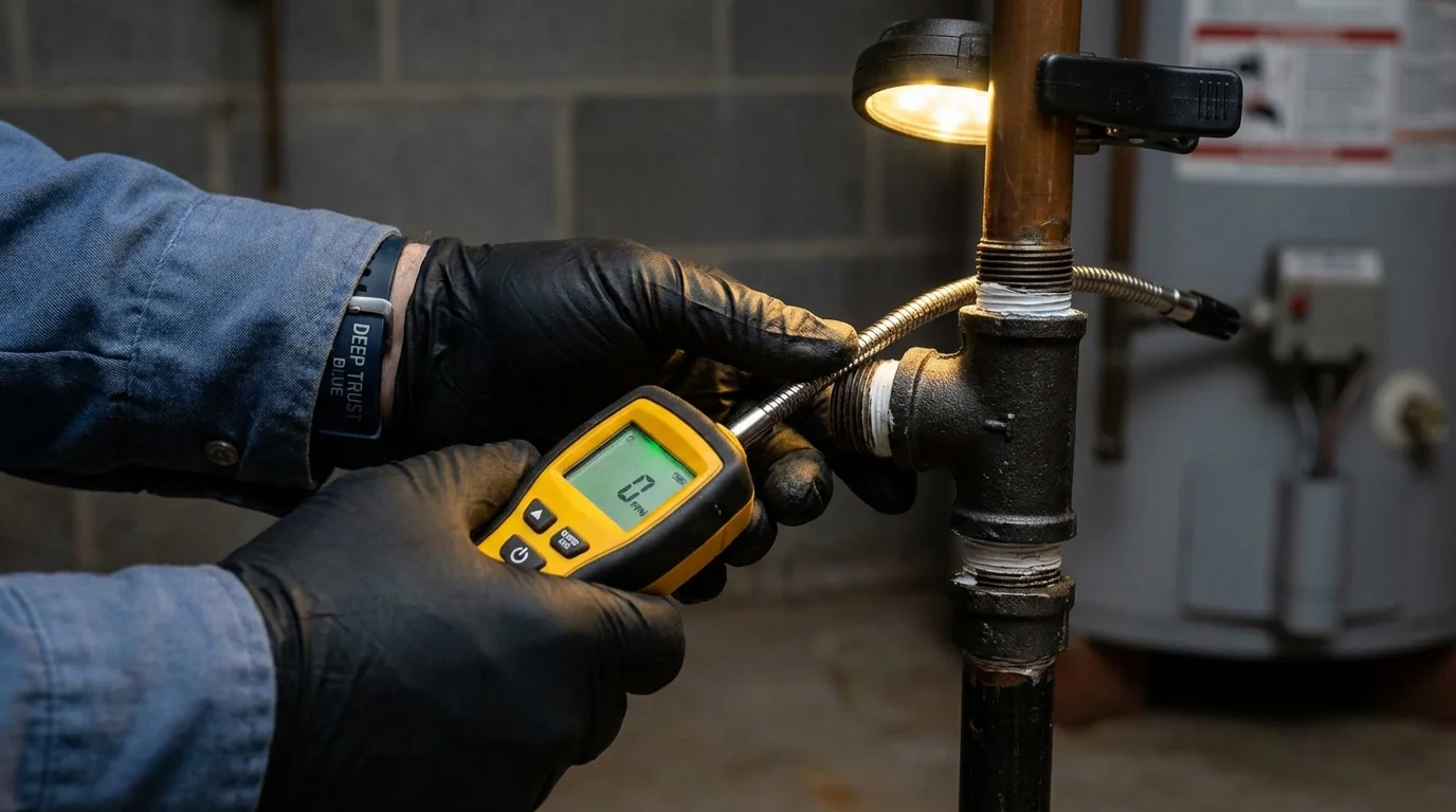 Gas leak detection with electronic sniffer by Johns Plumbing LLC in Rowlett