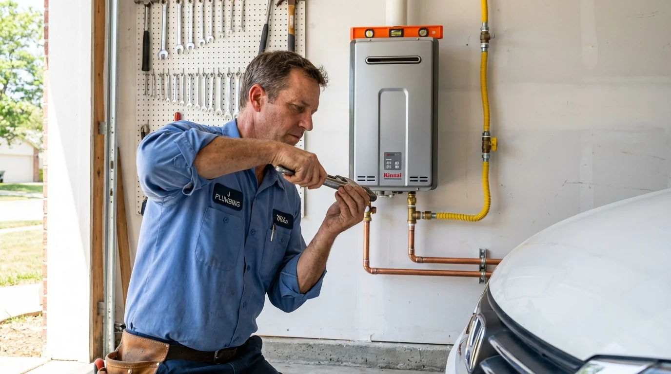 Tankless water heater installation by a Johns Plumbing LLC plumber in Rowlett